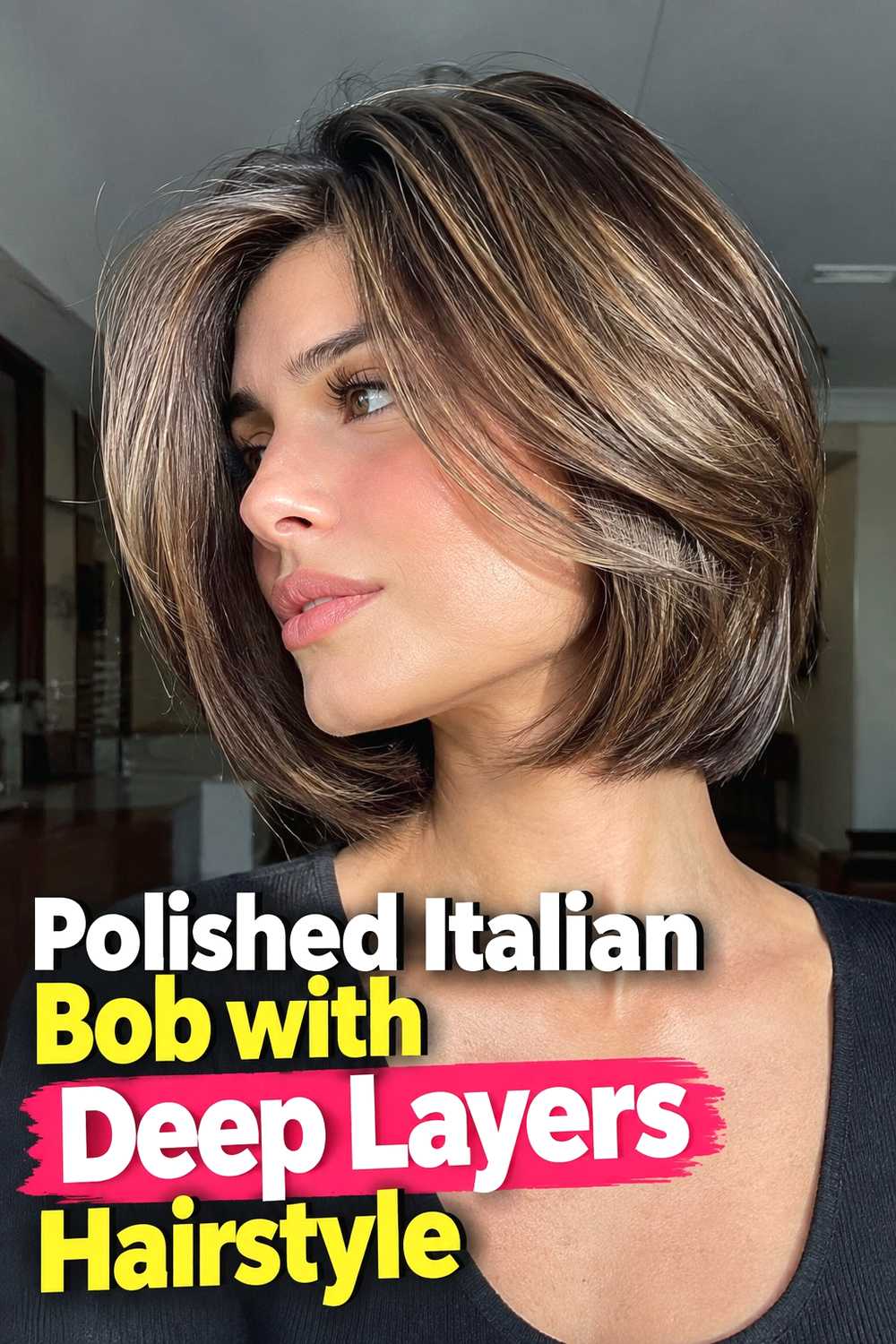 18. Polished Italian Bob With Deep Layers Hairstyle