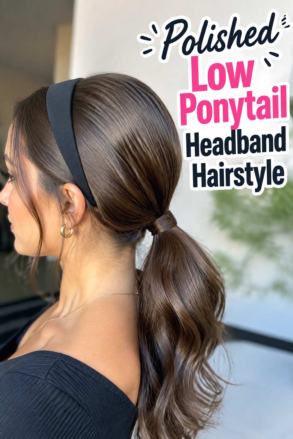 Polished Low Ponytail Headband Hairstyle