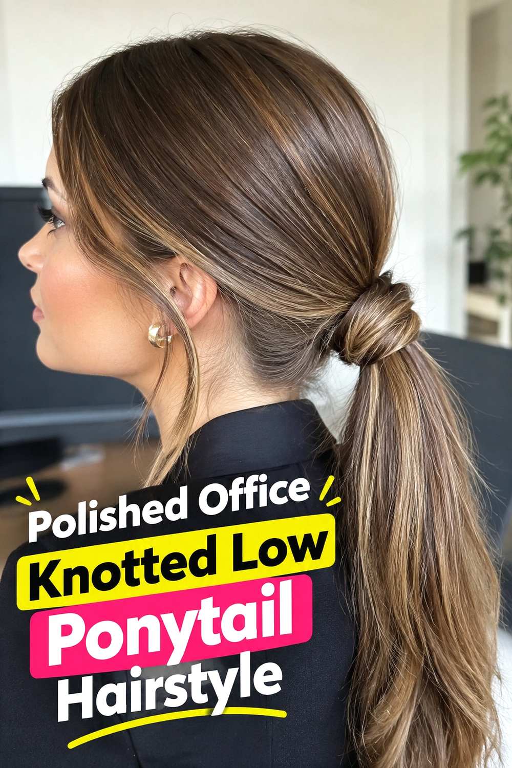 9. Polished Office Knotted Low Ponytail Hairstyle