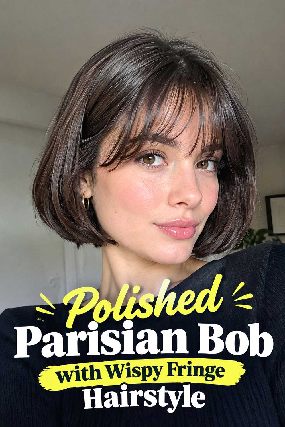 20. Polished Parisian Bob With Wispy Fringe Hairstyle