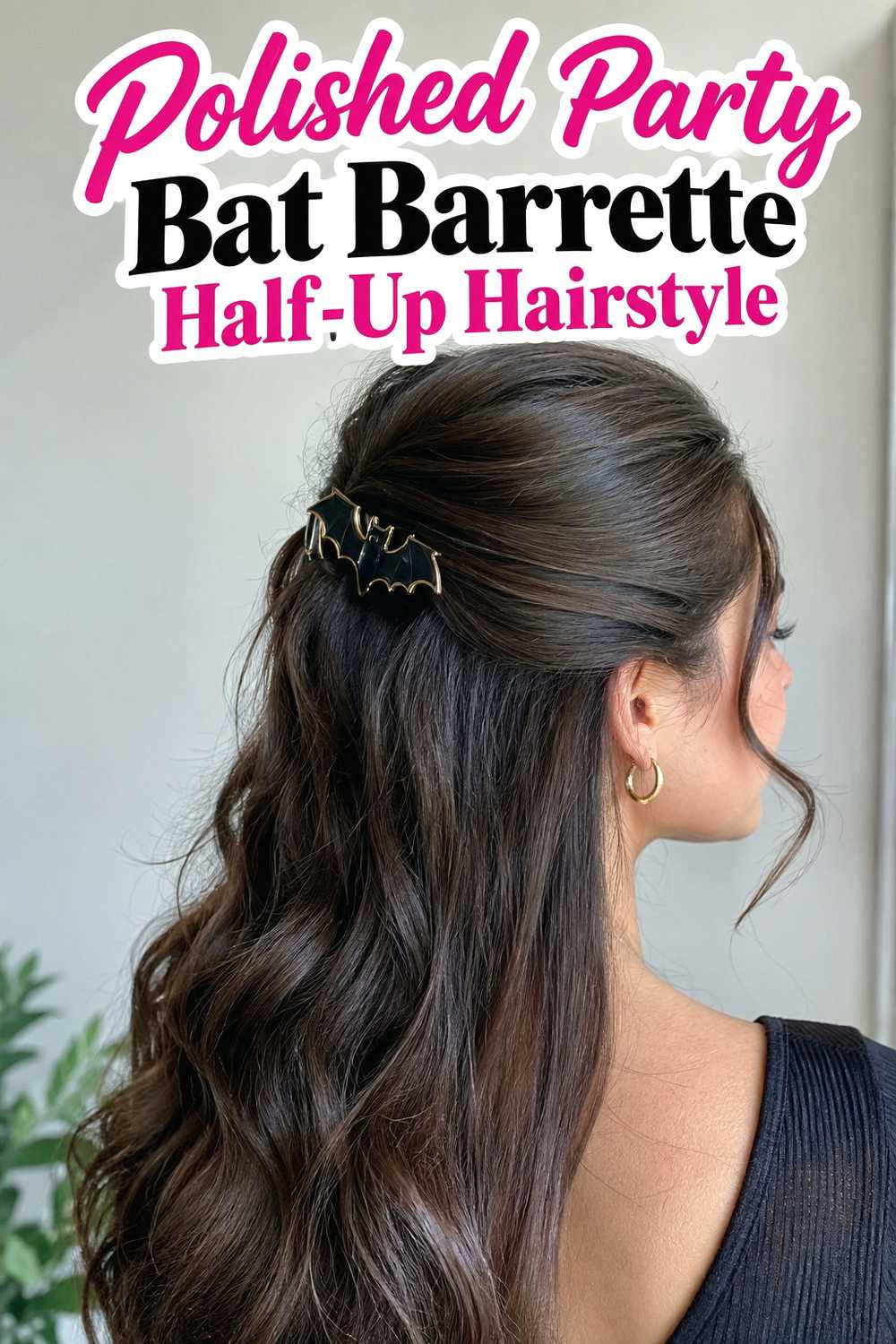 17. Polished Party Bat Barrette Half Up Hairstyle