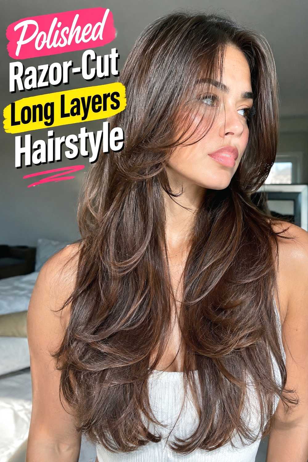 14. Polished Razor Cut Long Layers Hairstyle