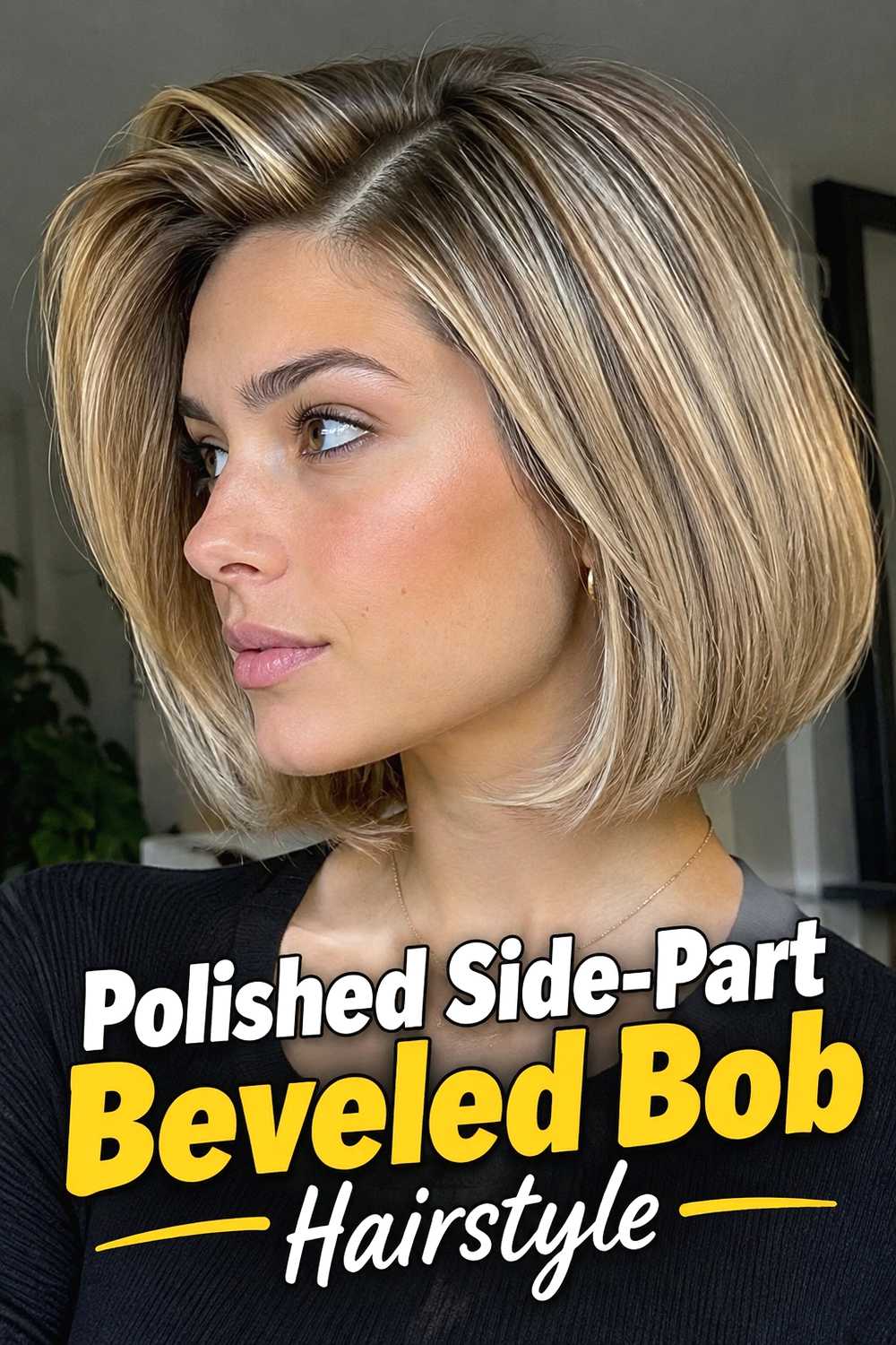 15. Polished Side Part Beveled Bob Hairstyle