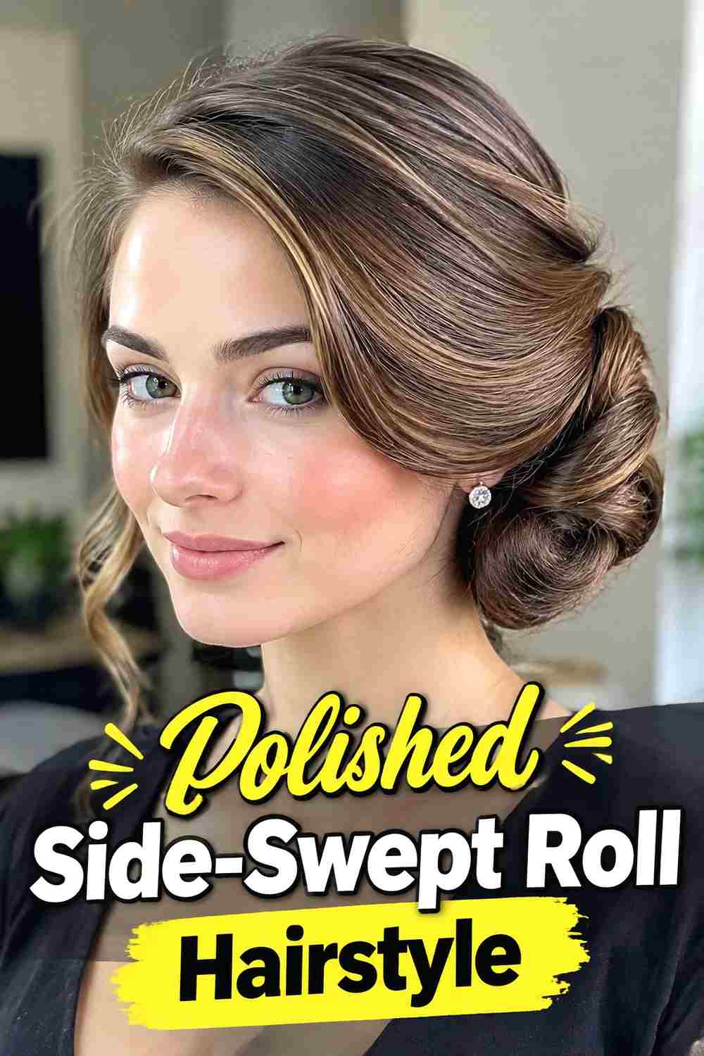 4. Polished Side Swept Roll Hairstyle