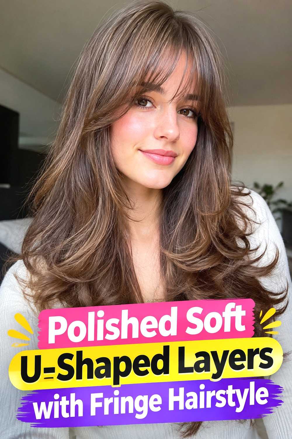 21. Polished Soft U Shaped Layers With Fringe Hairstyle