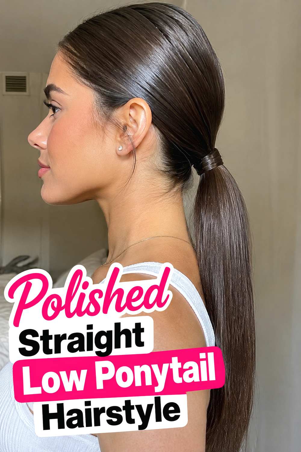 Polished Straight Low Ponytail Hairstyle