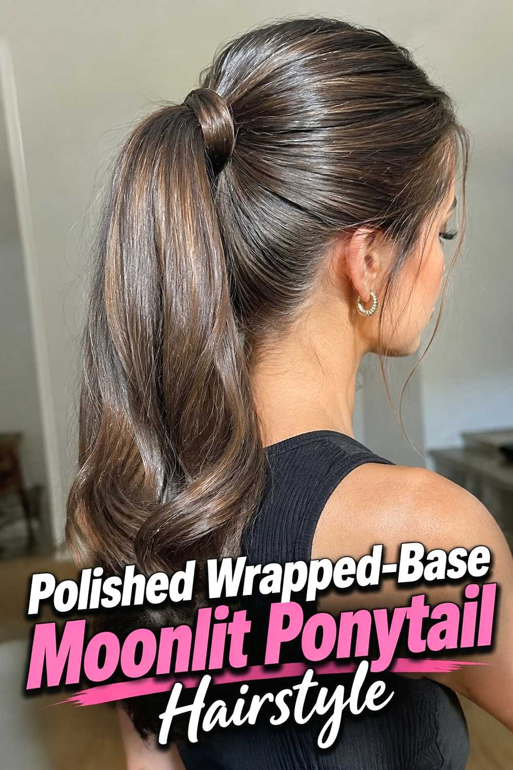 12. Polished Wrapped Base Moonlit Ponytail Hairstyle