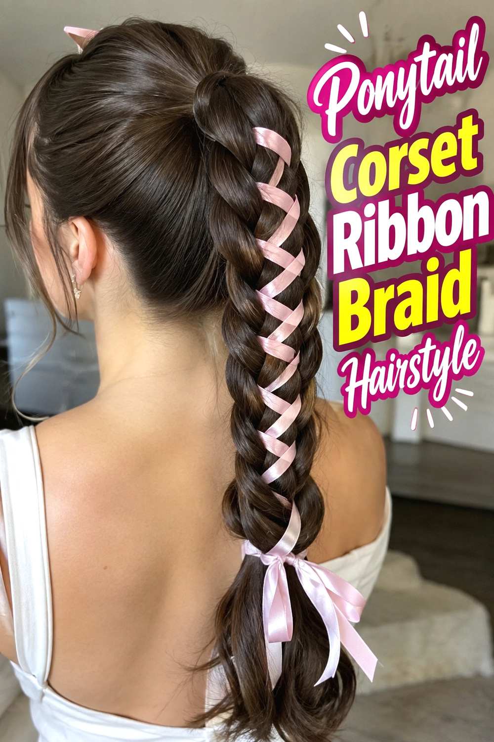 6. Ponytail Corset Ribbon Braid Hairstyle