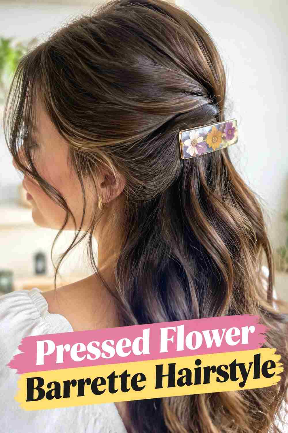 12. Pressed Flower Barrette Hairstyle