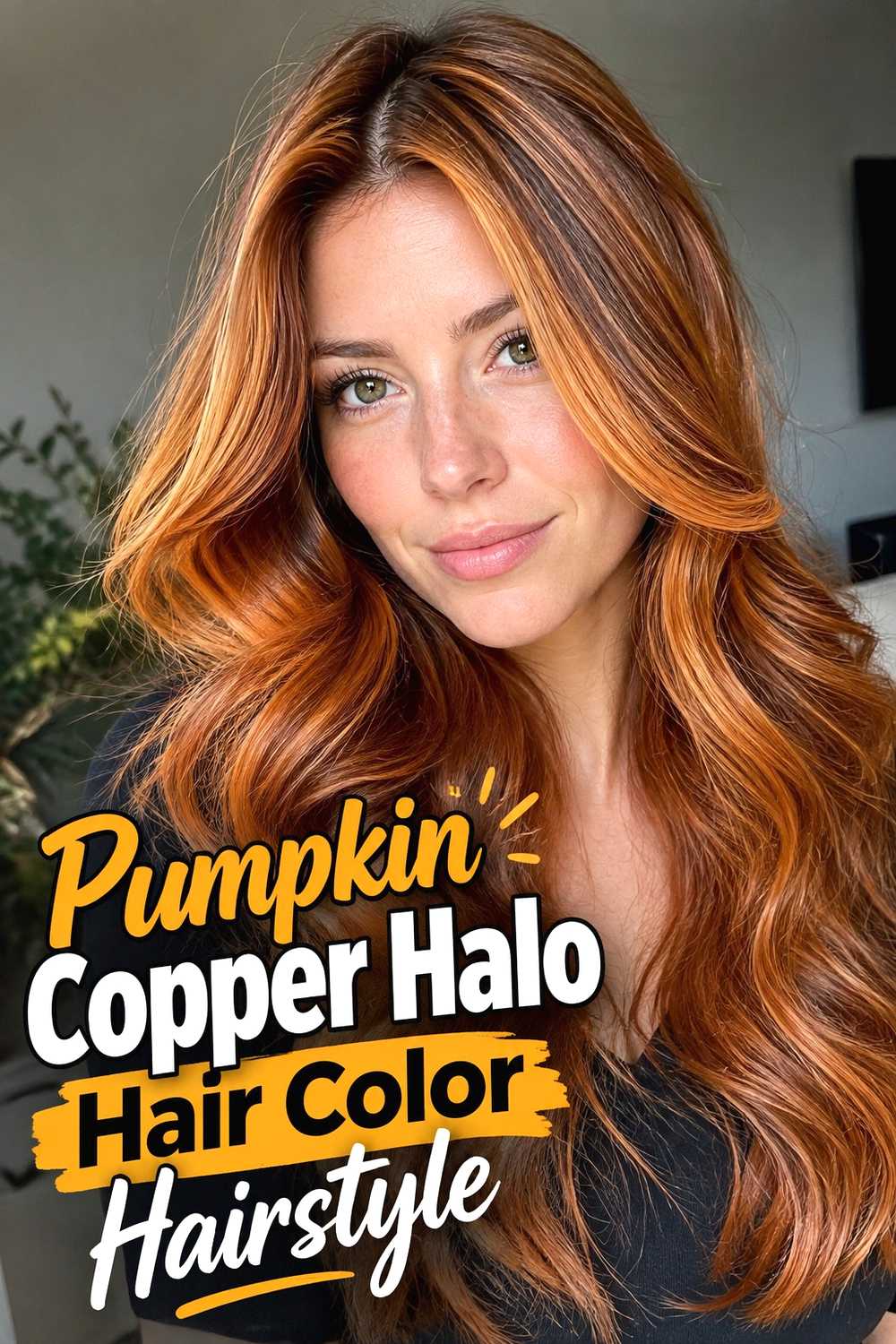9. Pumpkin Copper Halo Hair Color Hairstyle