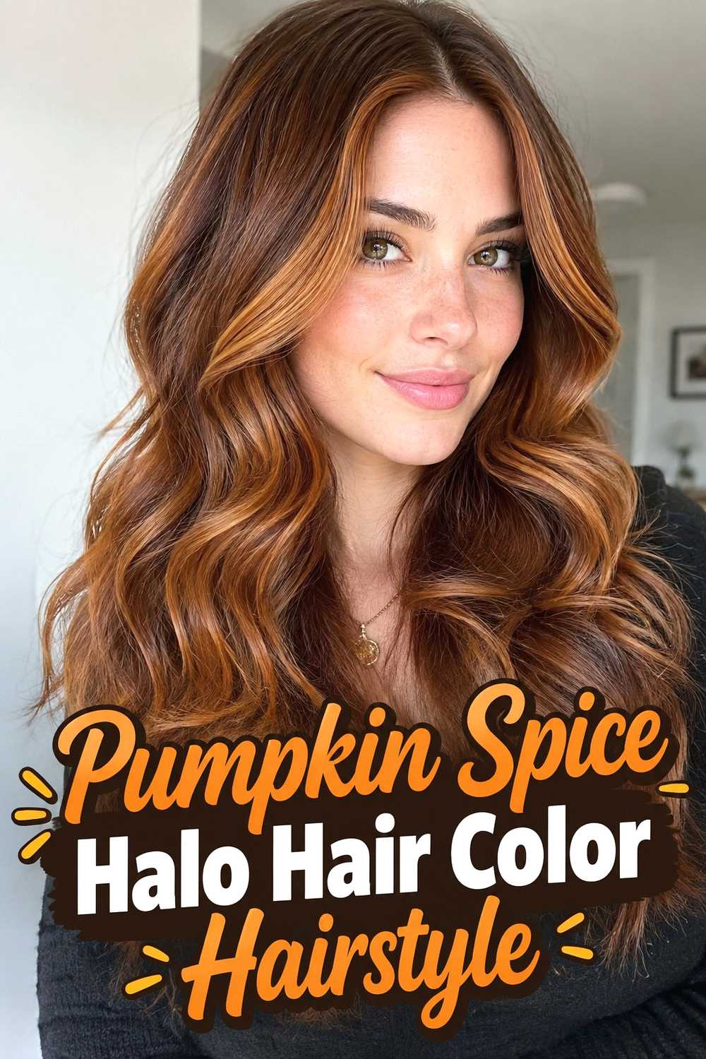 10. Pumpkin Spice Halo Hair Color Hairstyle