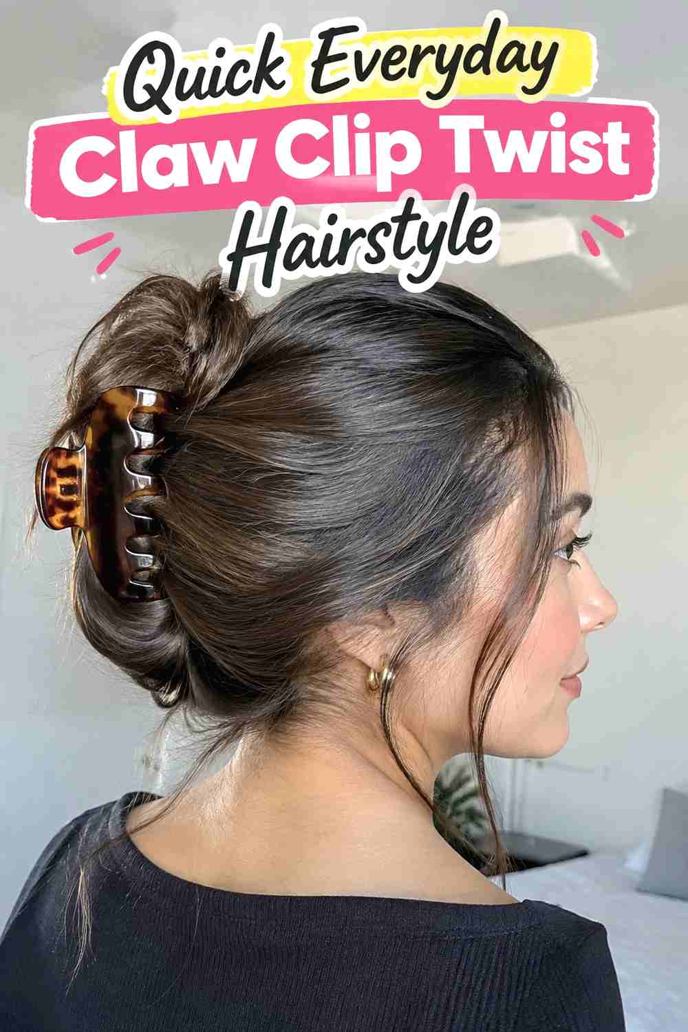 17. Quick Everyday Claw Clip Twist Hairstyle