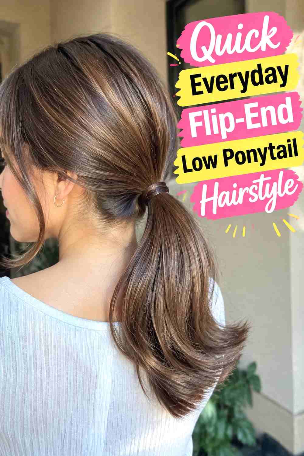 19. Quick Everyday Flip End Low Ponytail Hairstyle
