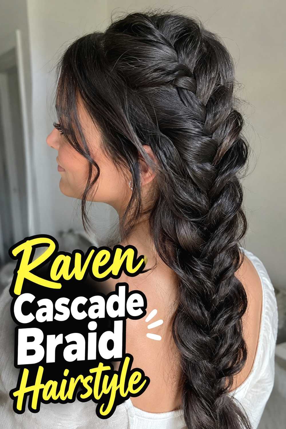 3. Raven Cascade Braid Hairstyle