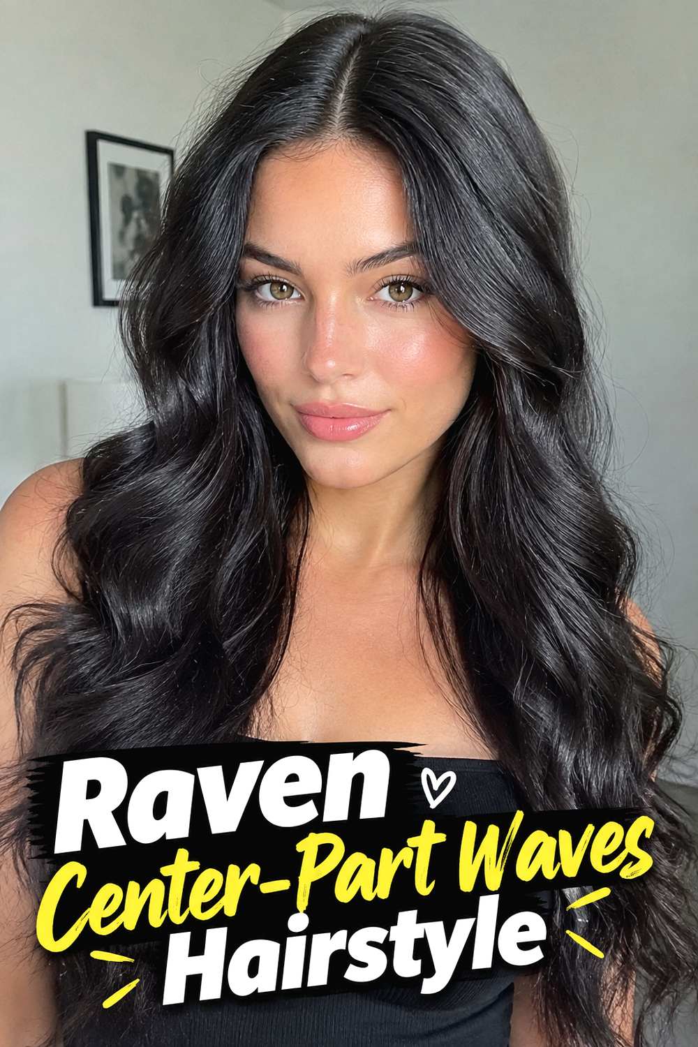 Raven Center-Part Waves Hairstyle