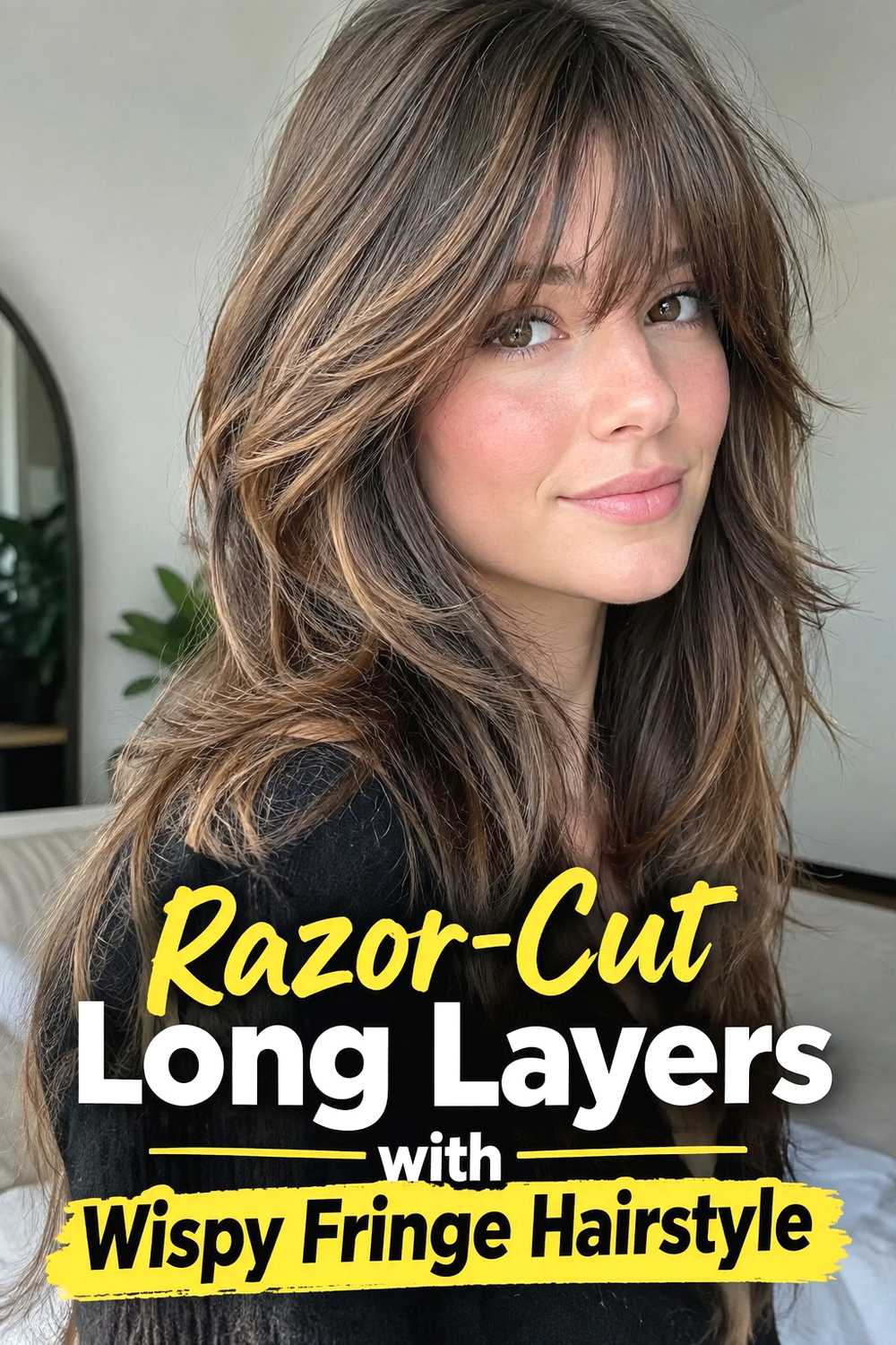 6. Razor Cut Long Layers With Wispy Fringe Hairstyle