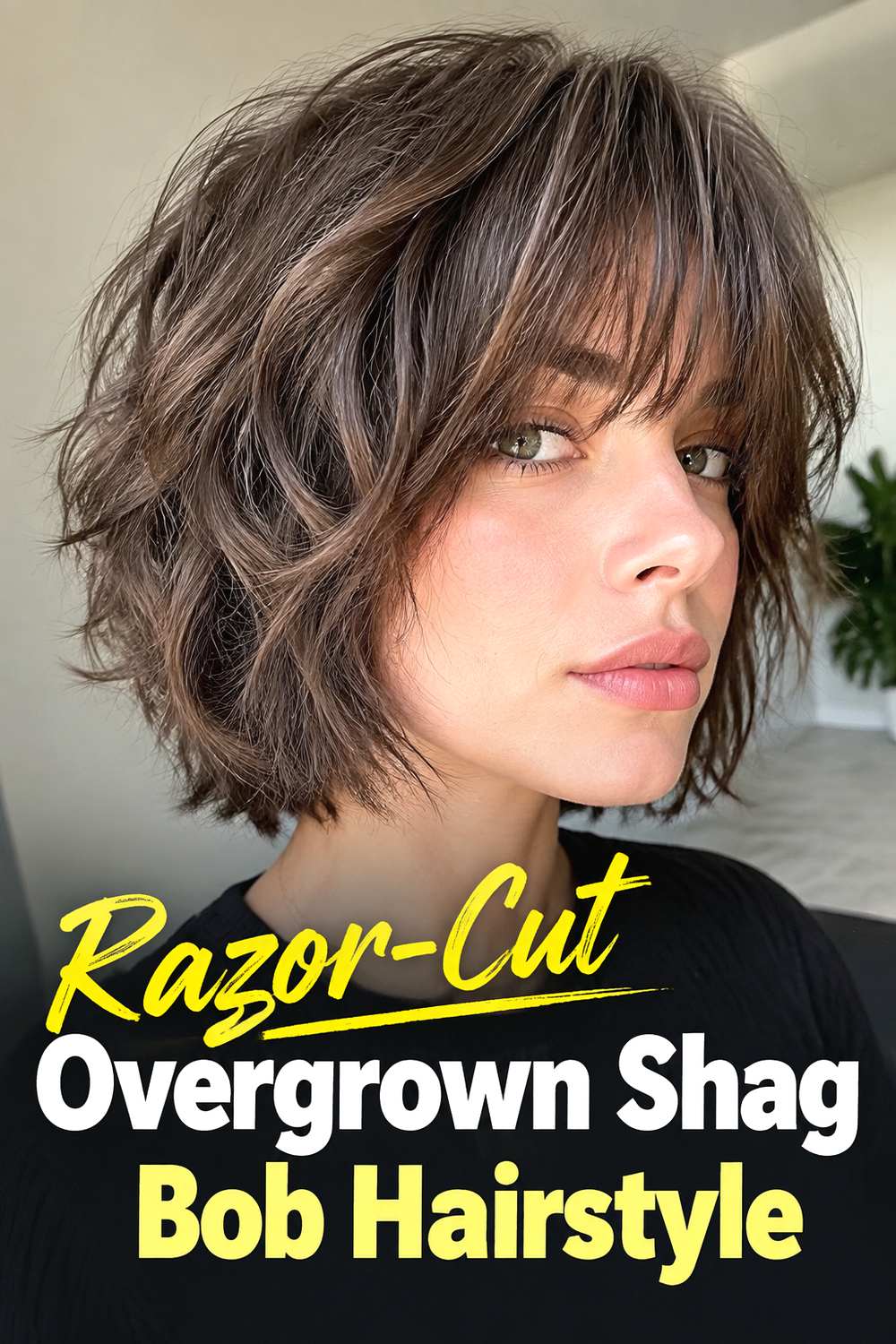 Razor-Cut Overgrown Shag Bob Hairstyle