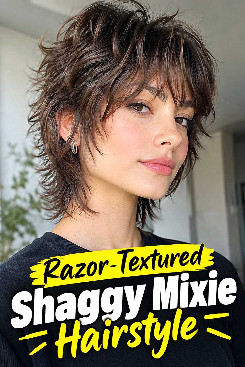 4. Razor Textured Shaggy Mixie Hairstyle