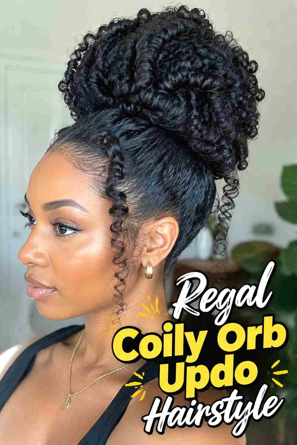 18. Regal Coily Orb Updo Hairstyle