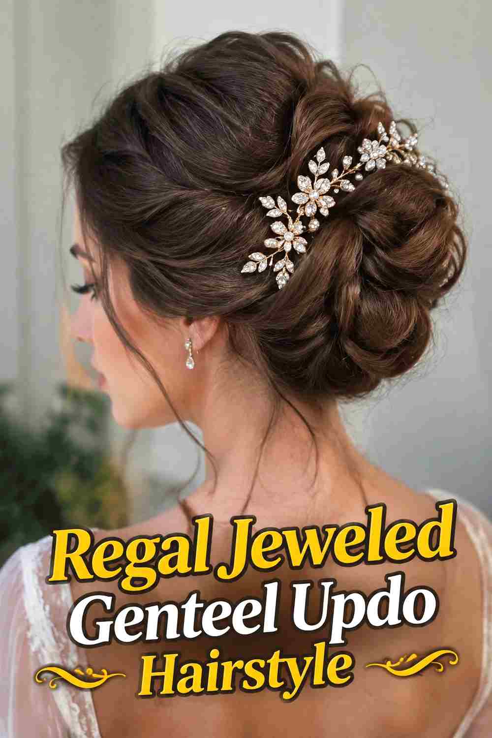18. Regal Jeweled Genteel Updo Hairstyle