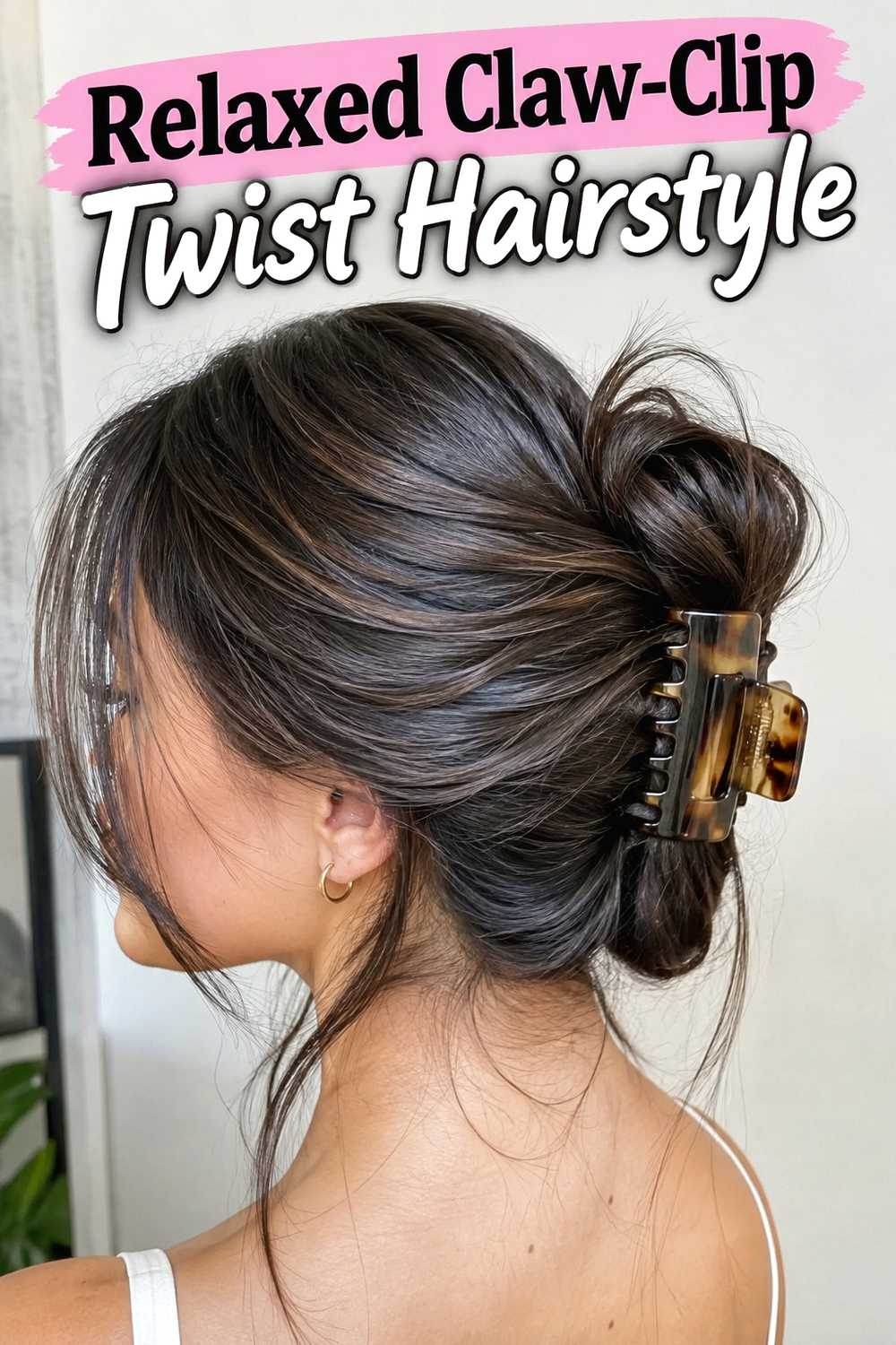 12. Relaxed Claw Clip Twist Hairstyle