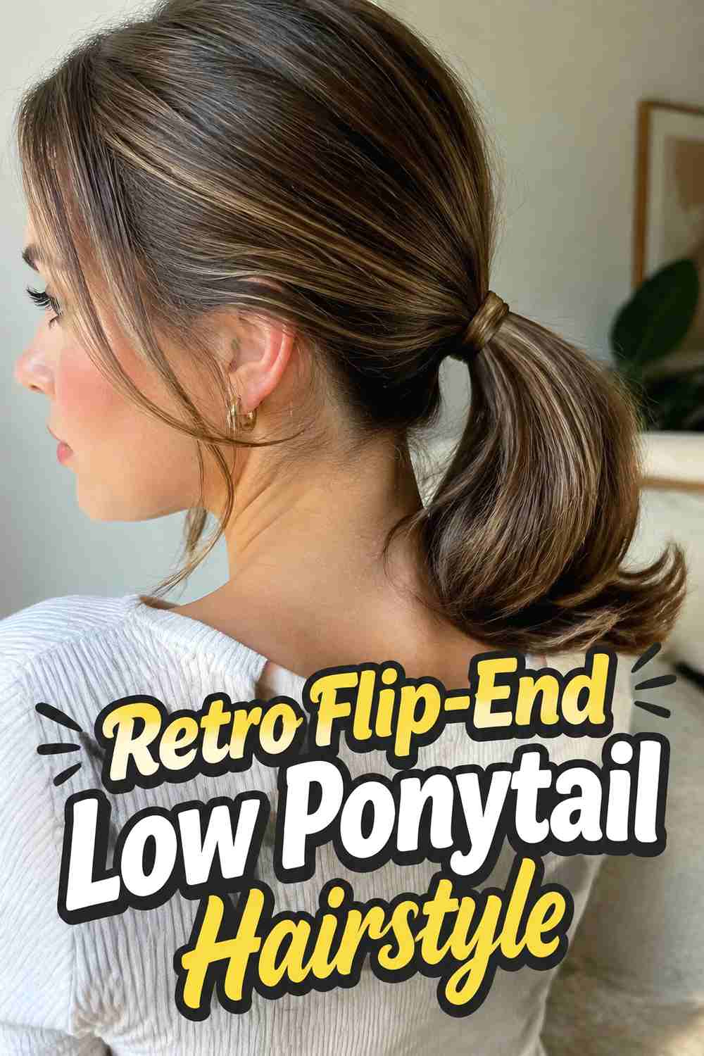 14. Retro Flip End Low Ponytail Hairstyle
