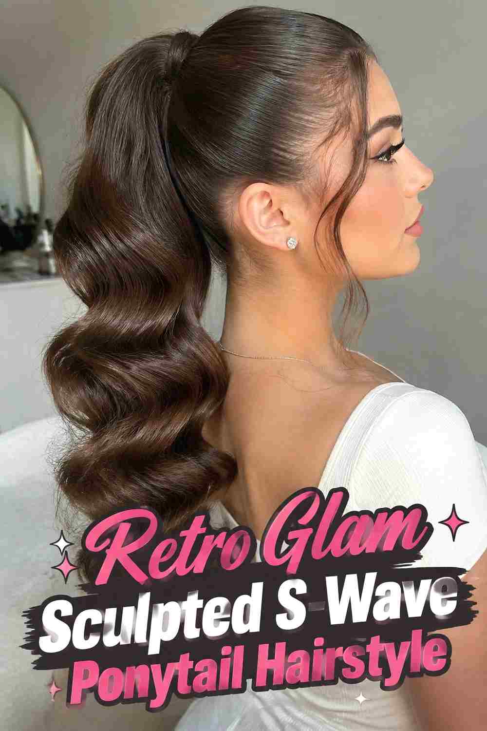 13. Retro Glam Sculpted S Wave Ponytail Hairstyle