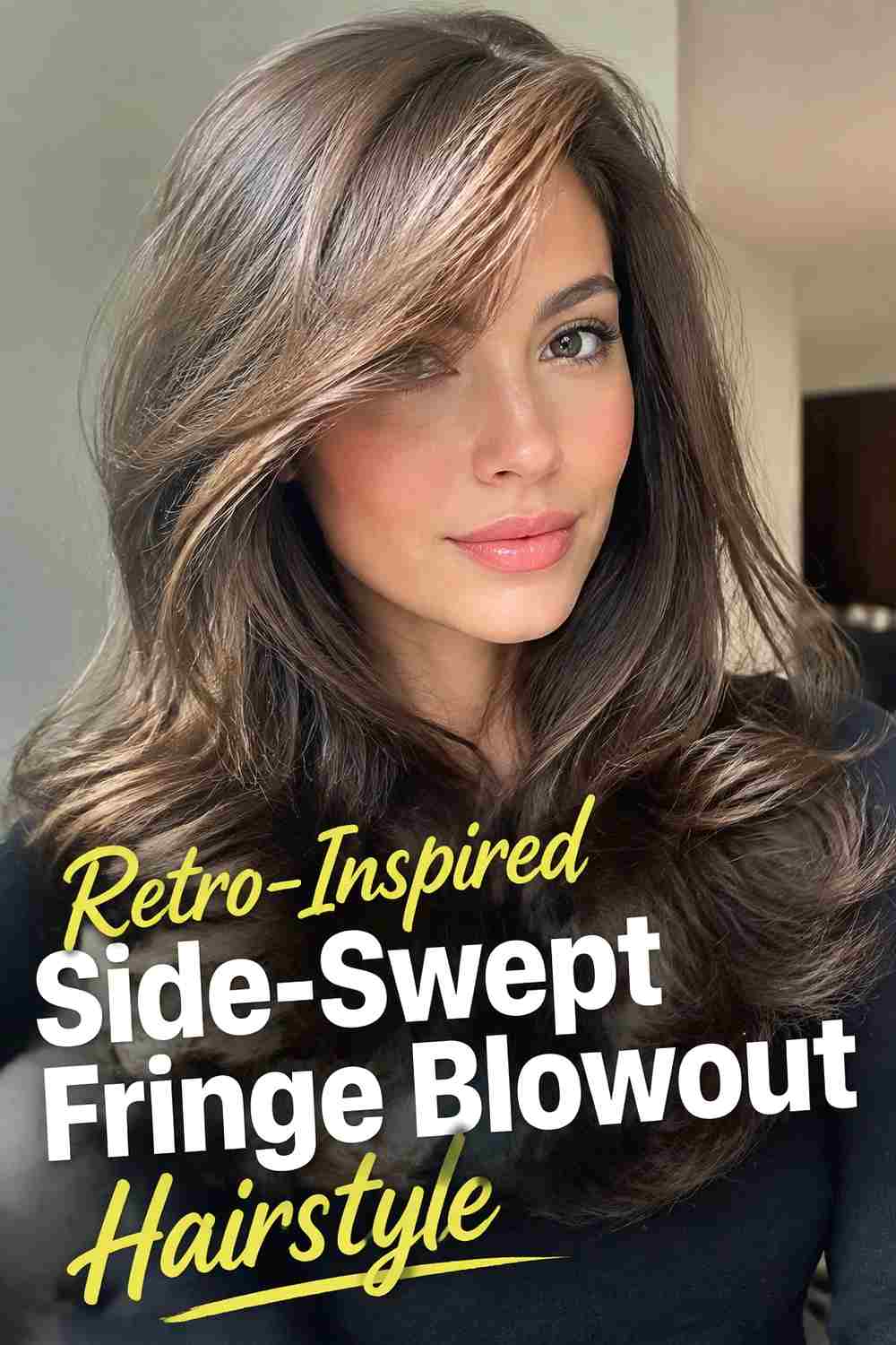 18. Retro Inspired Side Swept Fringe Blowout Hairstyle
