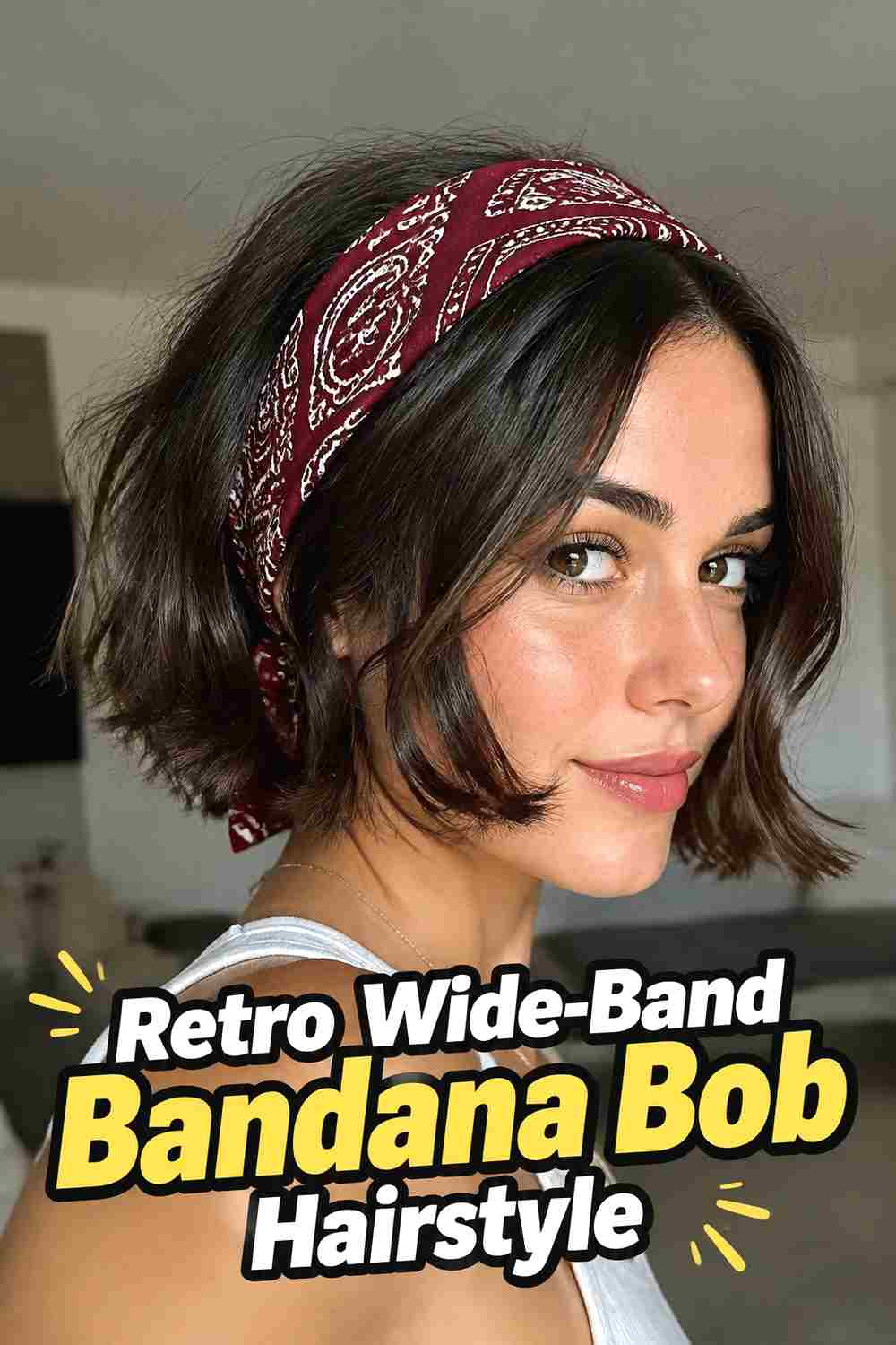 5. Retro Wide Band Bandana Bob Hairstyle