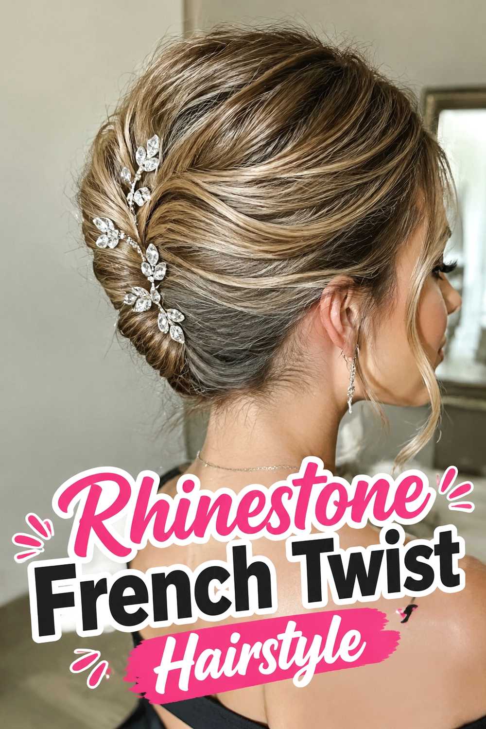 6. Rhinestone French Twist Hairstyle