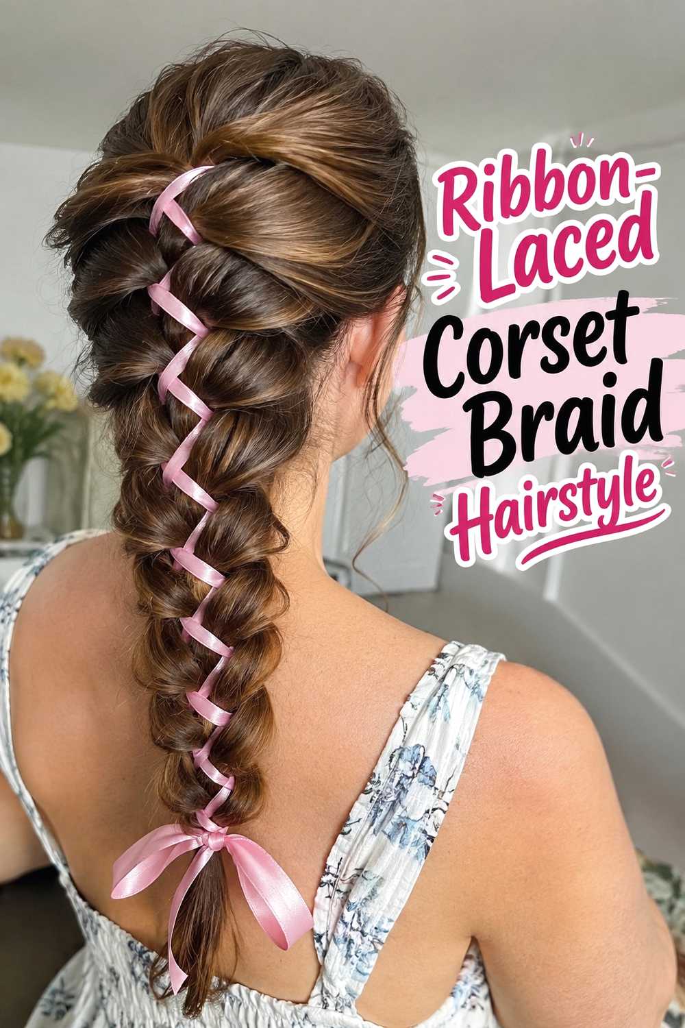 11. Ribbon Laced Corset Braid Hairstyle