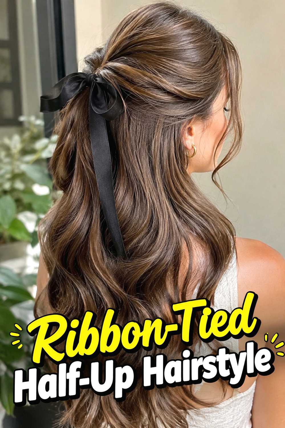 7. Ribbon Tied Half Up Hairstyle