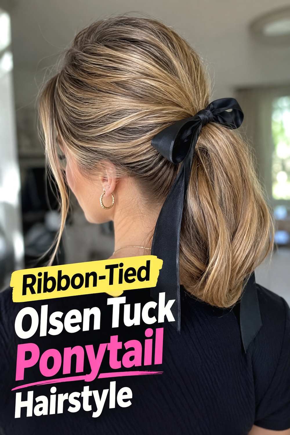 Ribbon-Tied Olsen Tuck Ponytail Hairstyle