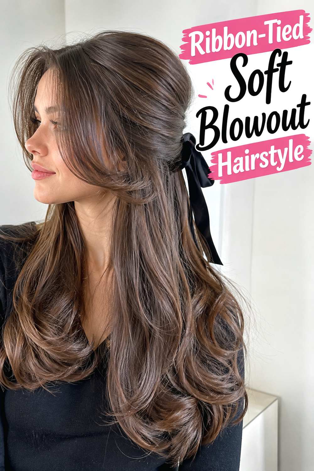 Ribbon-Tied Soft Blowout Hairstyle