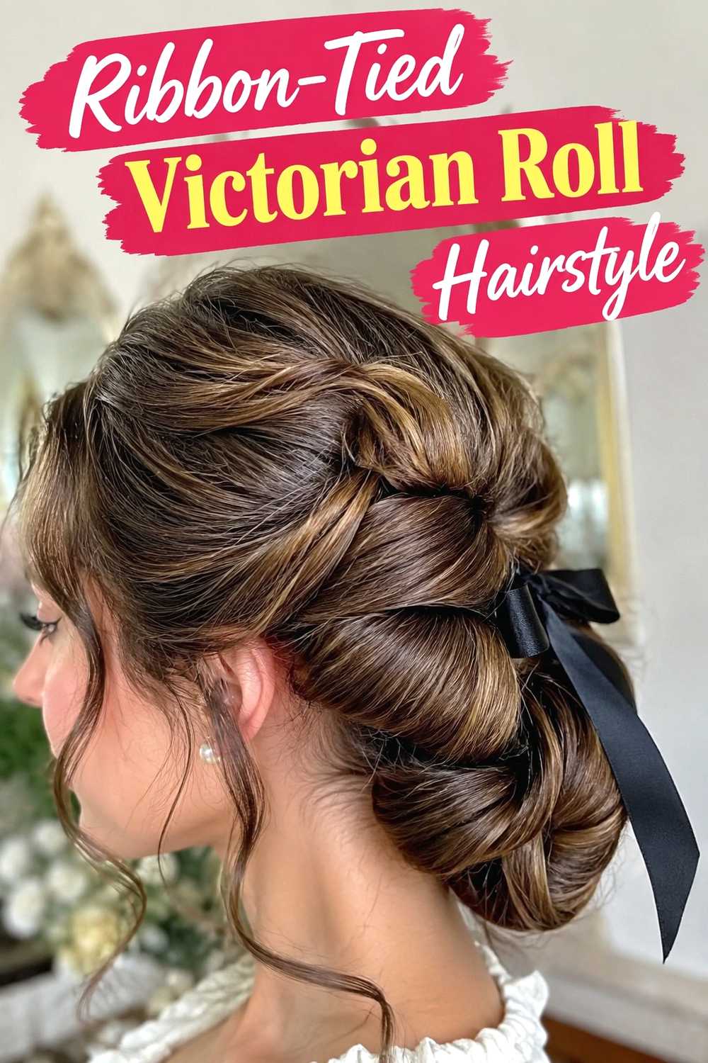 5. Ribbon Tied Victorian Roll Hairstyle