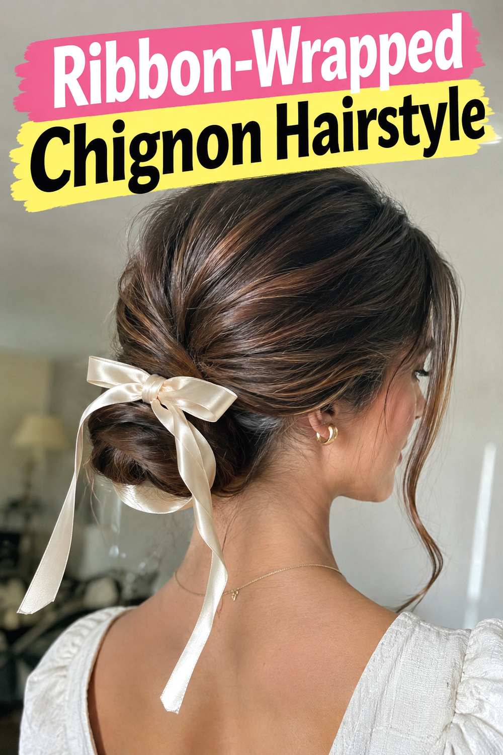 Ribbon-Wrapped Chignon Hairstyle