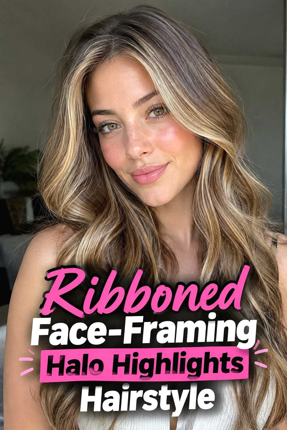 15. Ribboned Face Framing Halo Highlights Hairstyle