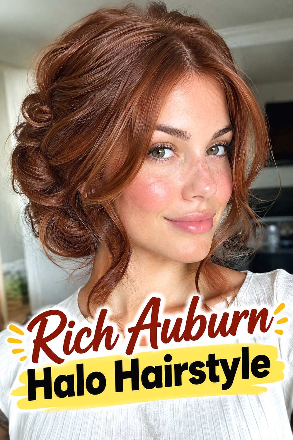 7. Rich Auburn Halo Hairstyle