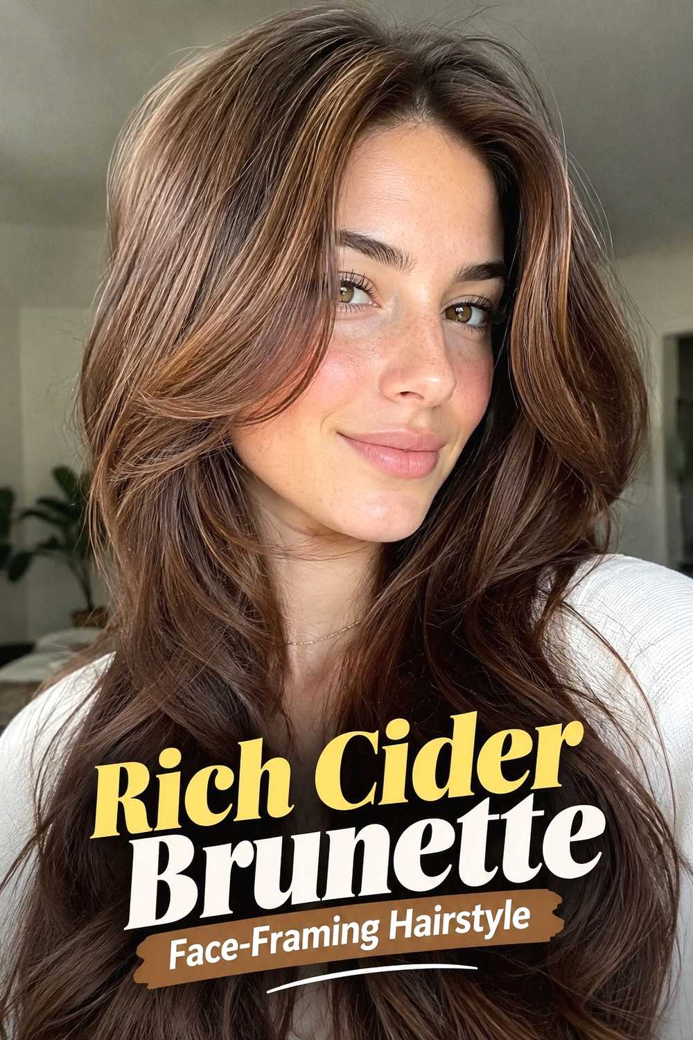 15. Rich Cider Brunette Face Framing Hairstyle