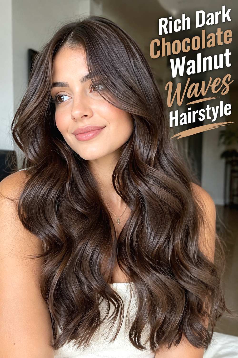 Rich Dark Chocolate Walnut Waves Hairstyle