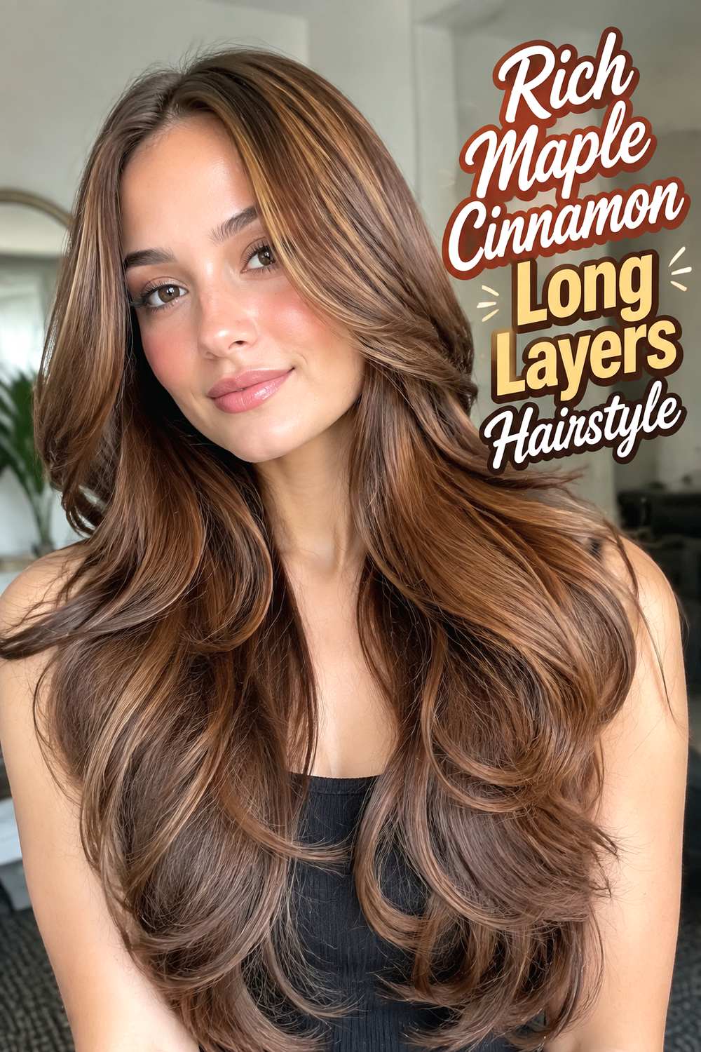 Rich Maple Cinnamon Long Layers Hairstyle