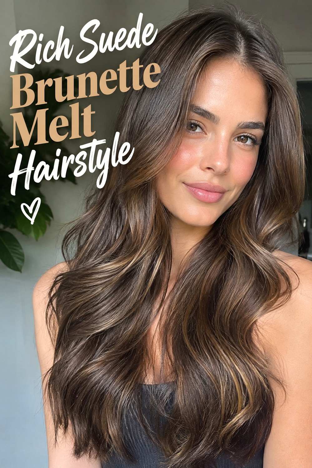 2. Rich Suede Brunette Melt Hairstyle