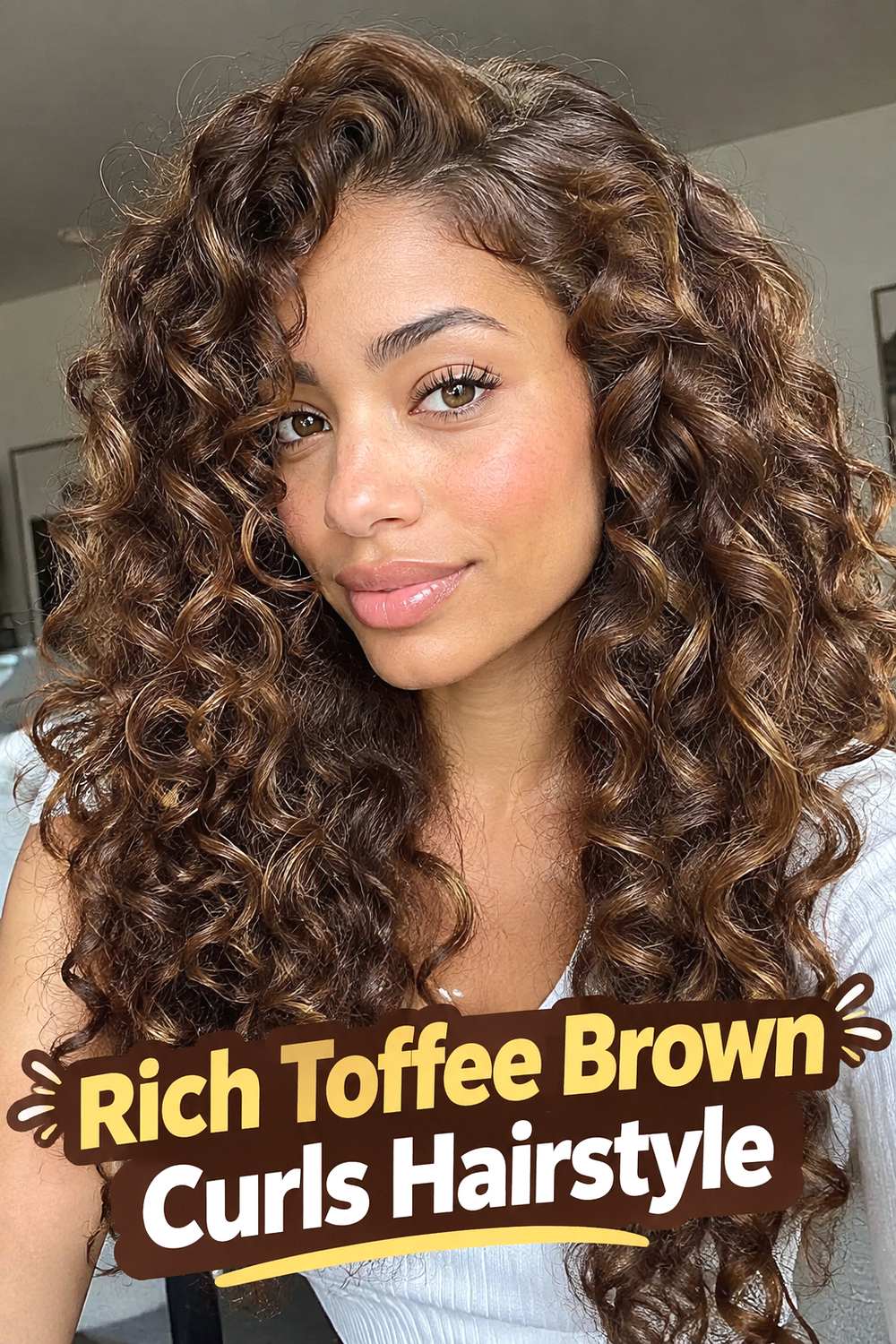 Rich Toffee Brown Curls Hairstyle