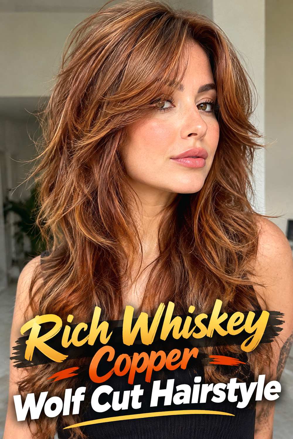 14. Rich Whiskey Copper Wolf Cut Hairstyle
