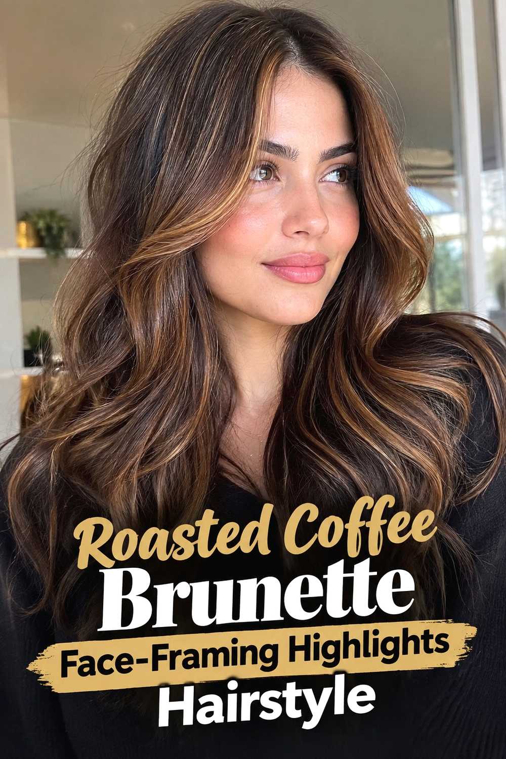 8. Roasted Coffee Brunette Face Framing Highlights Hairstyle