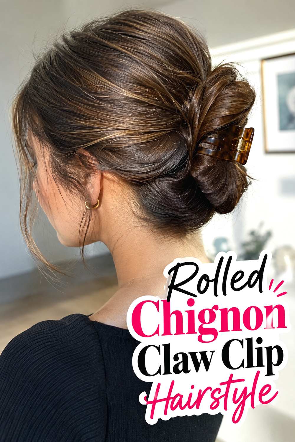 Rolled Chignon Claw Clip Hairstyle