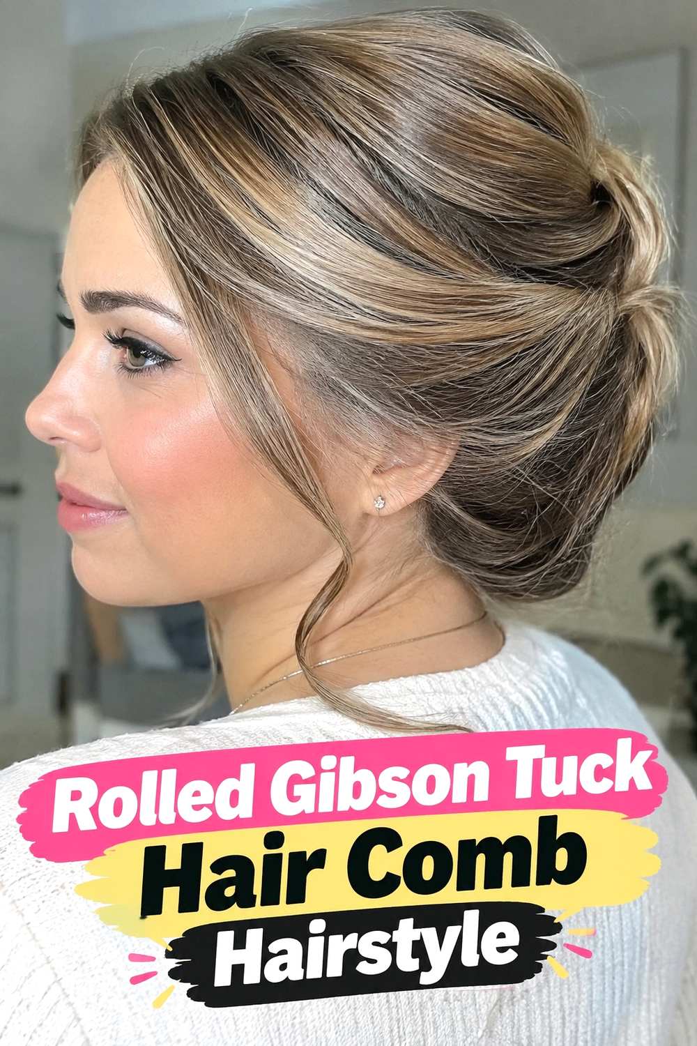 12. Rolled Gibson Tuck Hair Comb Hairstyle