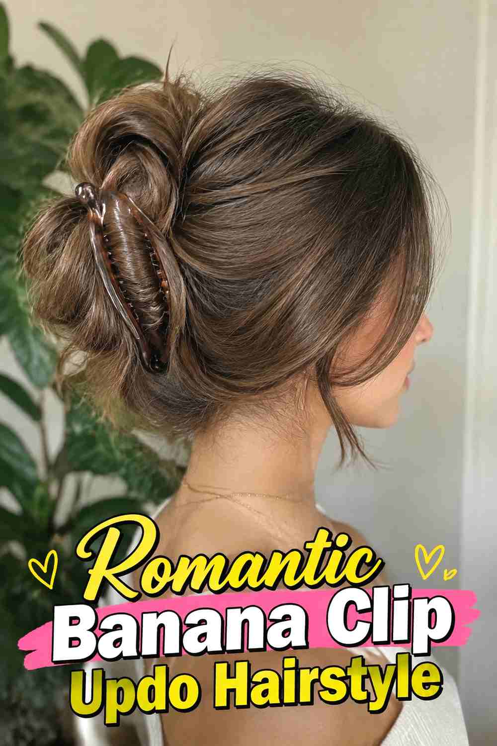 17. Romantic Banana Clip Updo Hairstyle