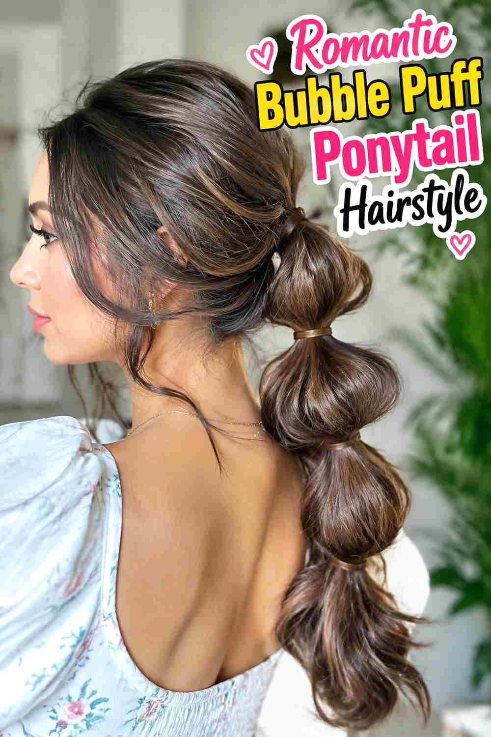 17. Romantic Bubble Puff Ponytail Hairstyle