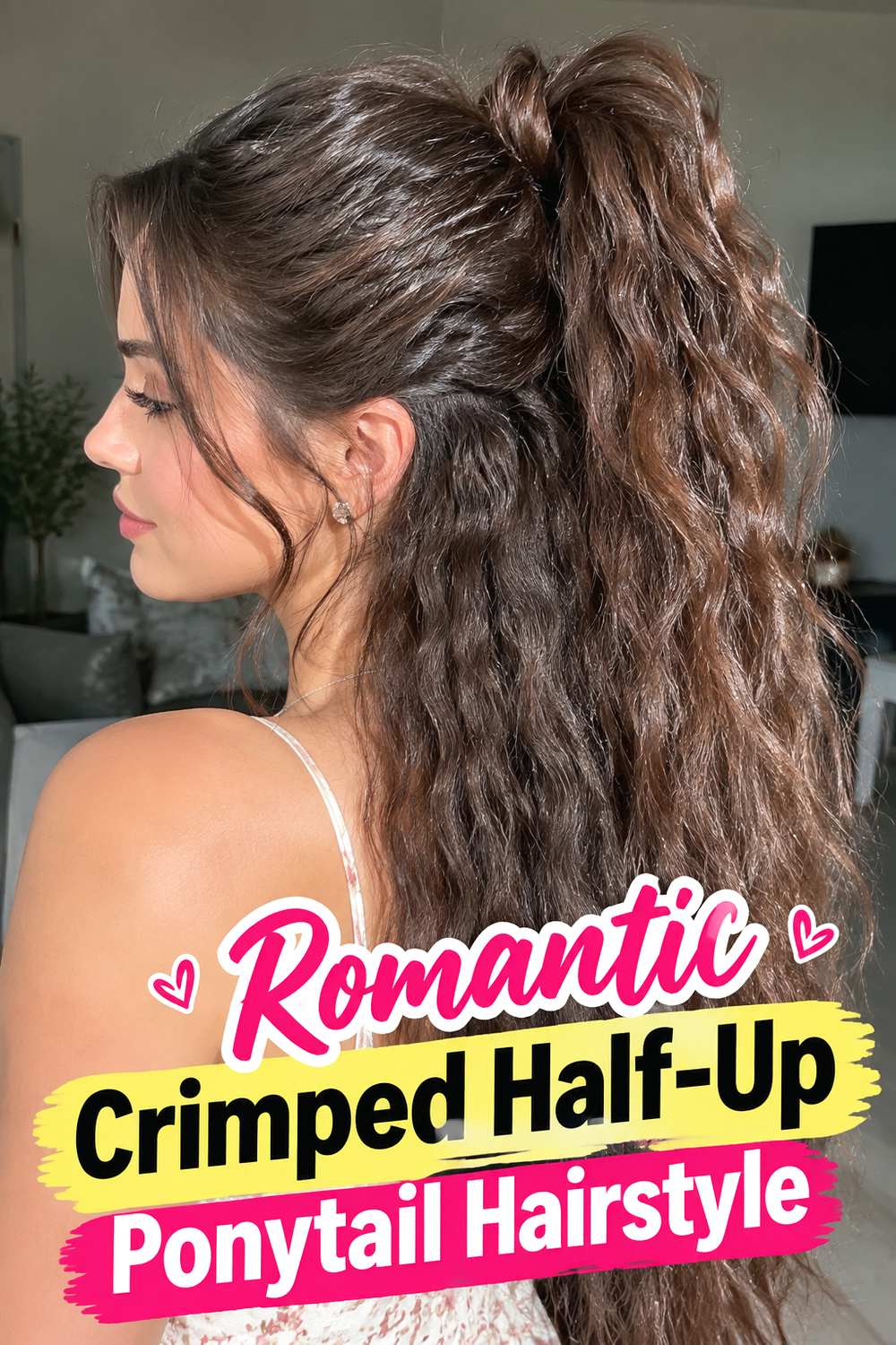 Romantic Crimped Half-Up Ponytail Hairstyle